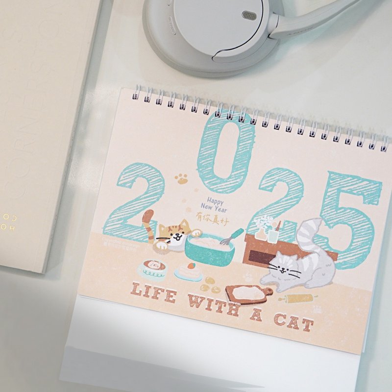 2025 Desk Calendar-Company of Cats-Year of the Snake Desk Calendar-Exquisite Boxed-Exchange Gifts - ปฏิทิน - กระดาษ สึชมพู