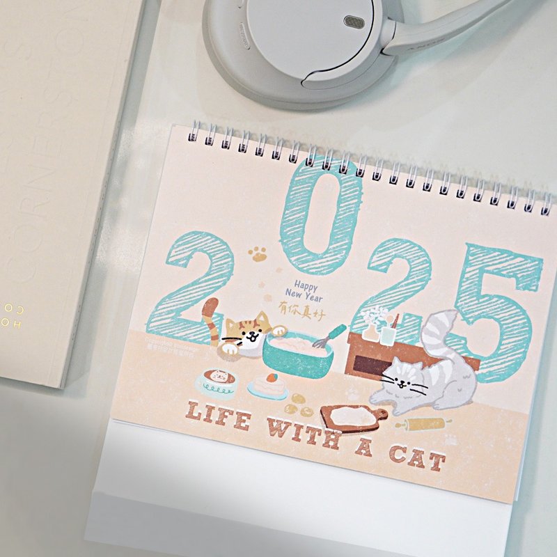 [In Stock] 2025 Desk Calendar-Company of the Cat-Year of the Snake Desk Calendar-Exquisite Boxed-Exchange Gift - Calendars - Paper Pink