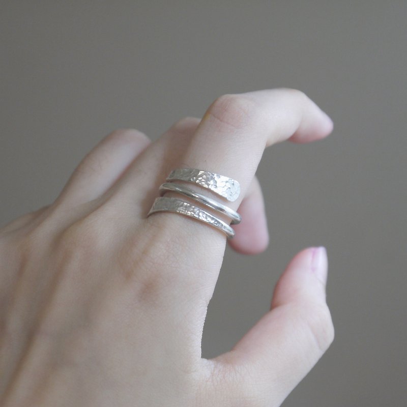 Silver Forged 3 Ring Ring - Sterling Silver Ring - Couples' Rings - Sterling Silver Silver