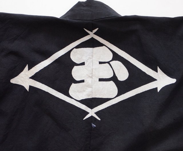 昭和レトロ 印半纏 袢天 大紋 腰柄 リメイク素材 ヴィンテージ Hanten