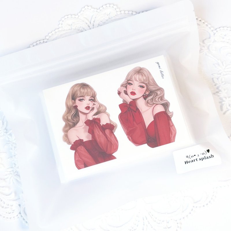 Heart Splash Sticker Paper Set - 貼紙 - 紙 多色