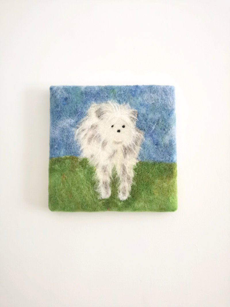 Stray puppy | Felt painting pure wool pure handmade small fresh living room decoration painting living room hanging painting - Posters - Wool 