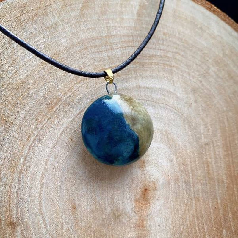 [Graduation Gift] Perfume Essential Oil Necklace-Canglan and Earth Full Moon | Handmade Pottery - Necklaces - Porcelain Blue