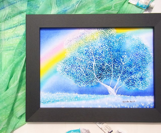 rainbow colored tree】水彩画アートプリント ポスター おしゃれインテリア リビング 壁掛け 青空 雨上がり 北海道の風景 -  ショップ てじまともこ ポスター・絵 - Pinkoi