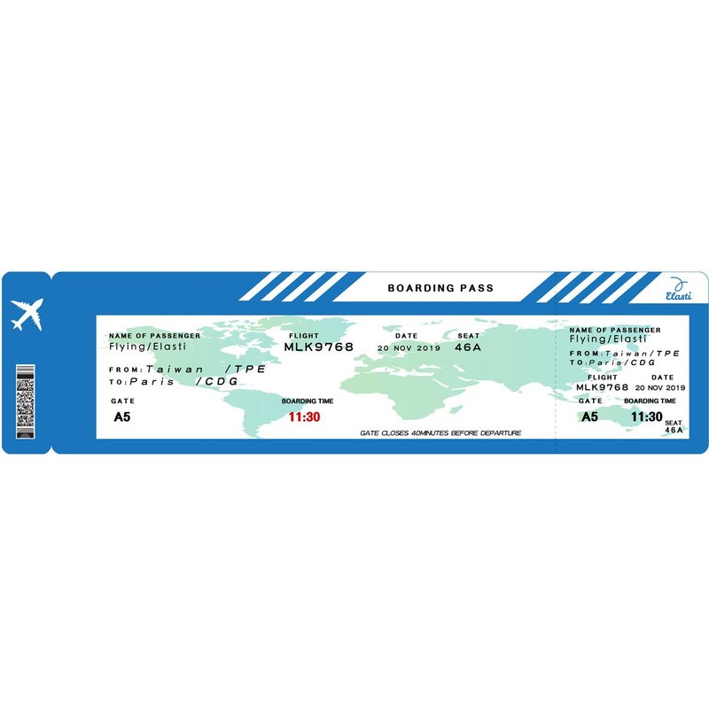【ELASTI】時尚運動毛巾-旅行機票 - 運動配件 - 聚酯纖維 藍色