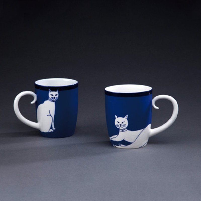 寶象-靛藍貓咪杯 - 茶壺/茶杯/茶具 - 陶 