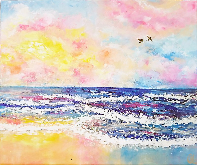 Customized Ocean Painting－Say Hi To My Ocean 1 - โปสเตอร์ - ผ้าฝ้าย/ผ้าลินิน หลากหลายสี