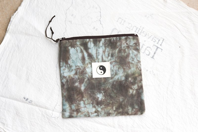 Yin Yang Yoga neutral bag hand wind pack national wind package - กระเป๋าเครื่องสำอาง - ผ้าฝ้าย/ผ้าลินิน สีเขียว