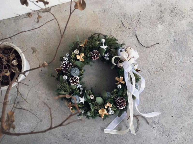 白雪森林聖誕花圈- 乾燥花圈 居家擺飾 聖誕節 - 乾燥花/永生花 - 植物．花 