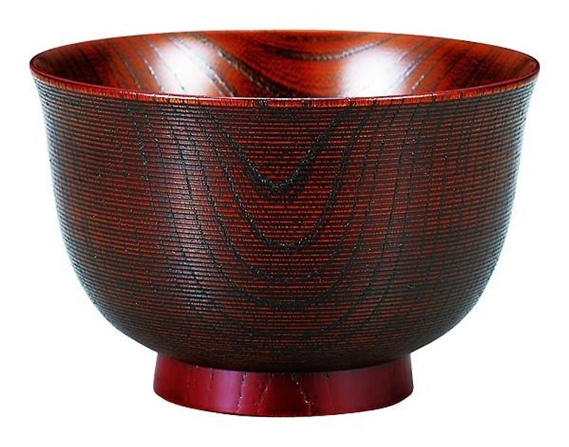 欅 Master art soup bowl Fuchi Zhu - Bowls - Wood Red