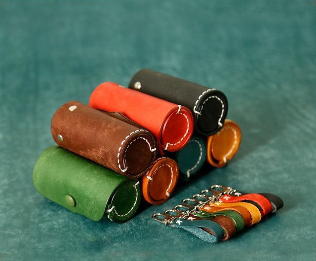 Cutting line] Rolling key case handmade leather key case cylinder