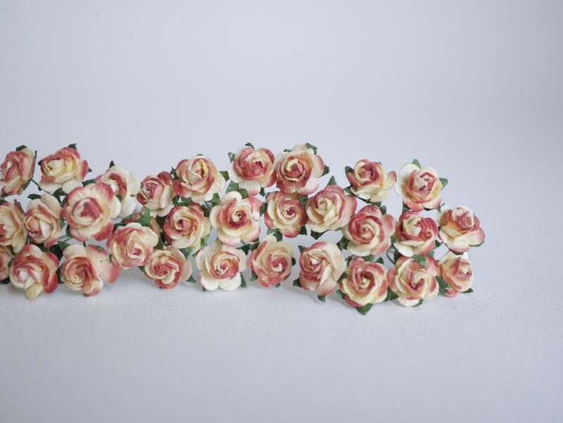Paper Flowers, DIY100 pieces mulberry rose size 1.5 cm. brown brush cream color - 其他 - 紙 咖啡色