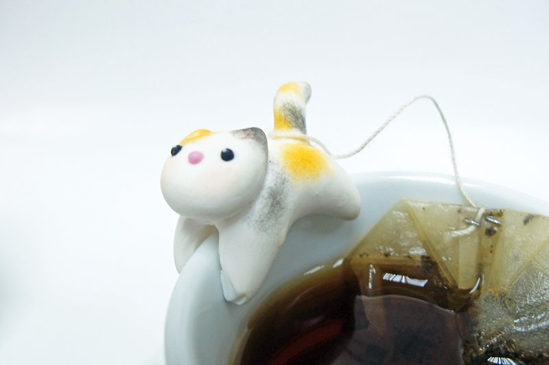 Tabby Cat Tea Bag Holder C - แก้วมัค/แก้วกาแฟ - ดินเหนียว 
