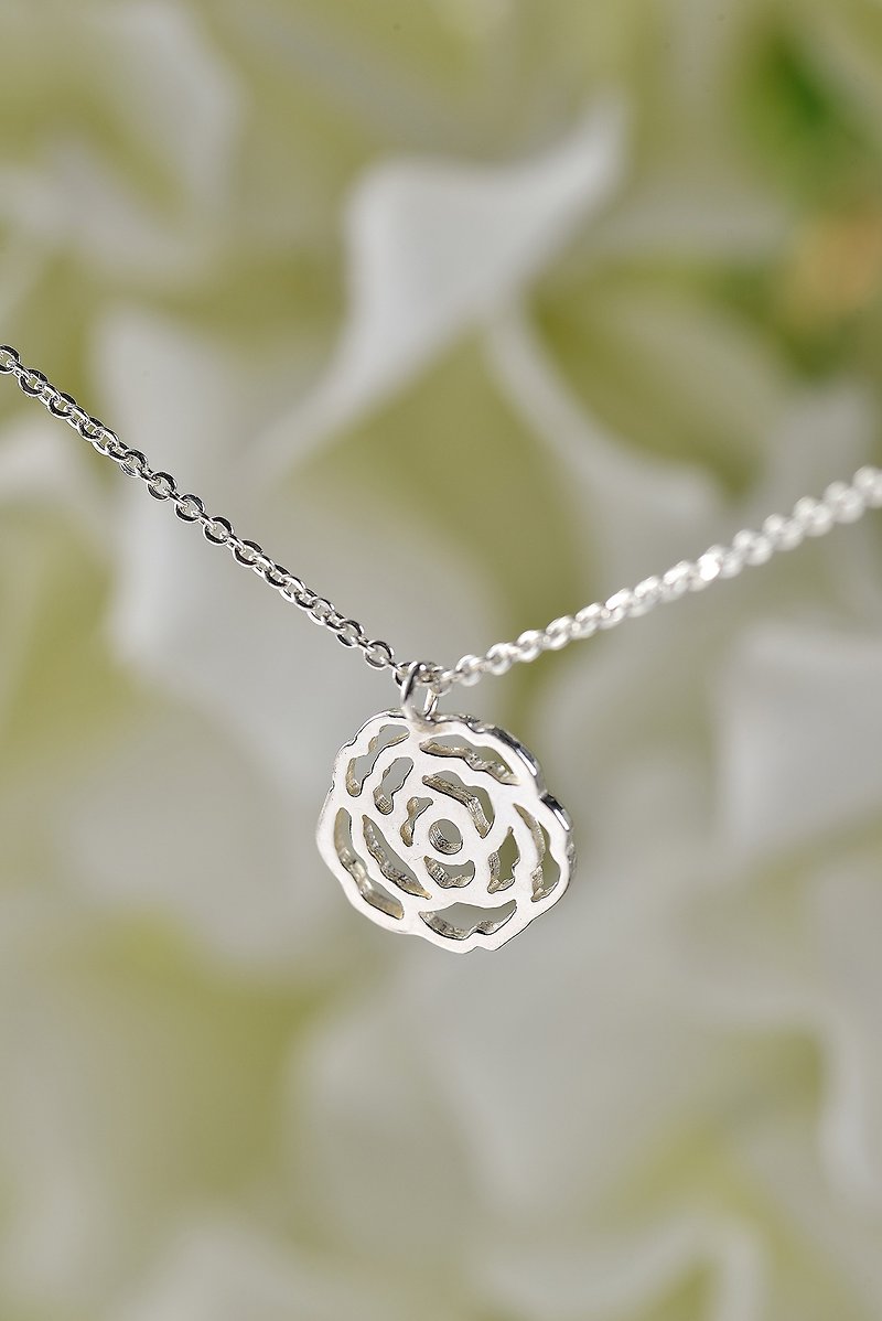 Flower Language Series/Rose/925 Sterling Silver/Necklace - Necklaces - Sterling Silver Silver