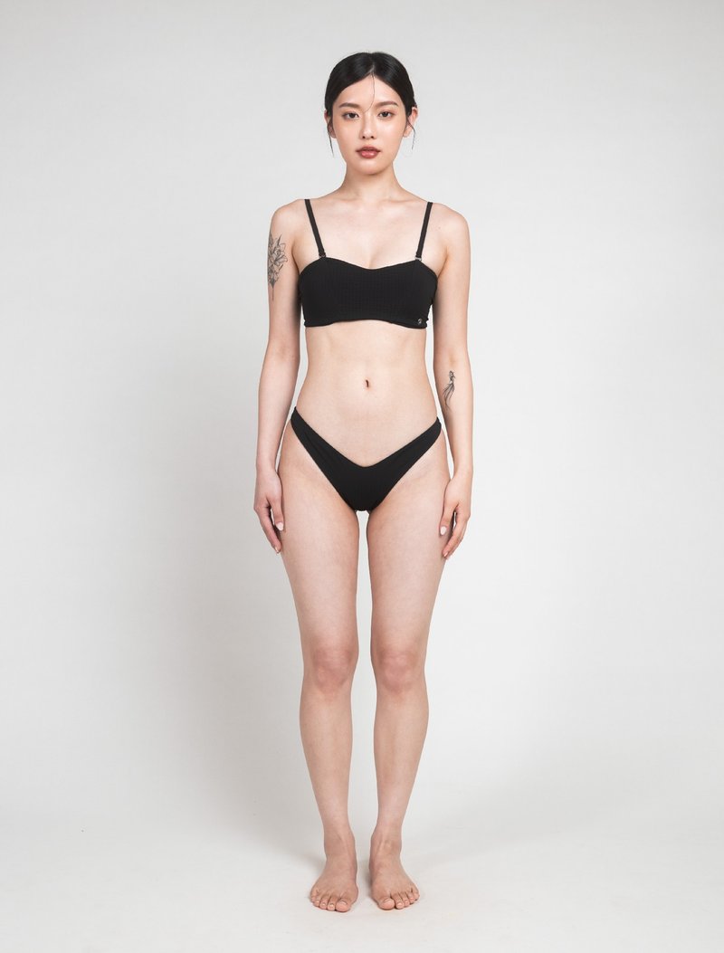 Black 經典黑 / 泡泡紗 調節平口上衣 / Top - 女泳衣/比基尼 - 其他材質 黑色