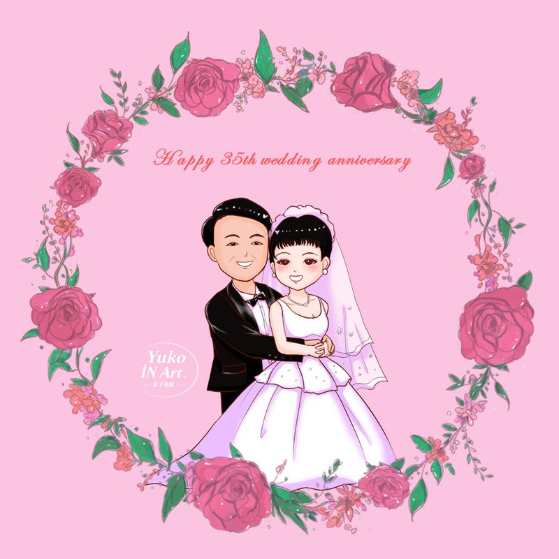 人像插圖-結婚喜帖.電子賀卡.似顏繪 - 電子喜帖/賀卡/邀請函 - 其他材質 