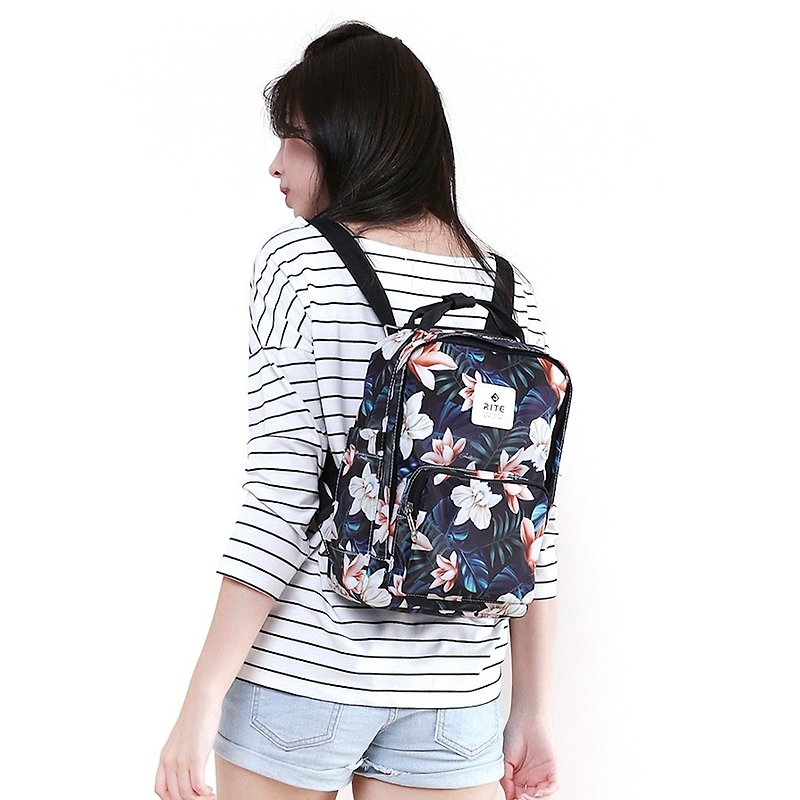 [Mid-Autumn Festival 3 Days Limited Time Discount] Le Tour Series - Broken Heart Bag - S - Cream Flower - Backpacks - Waterproof Material Black