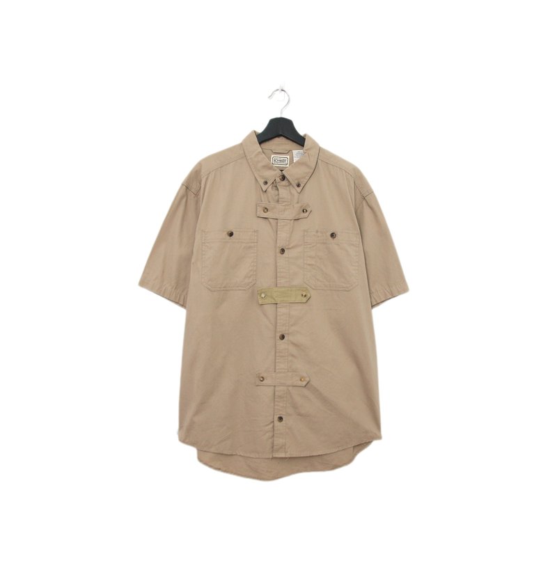 Back to Green-再製設計襯衫 卡其 琥珀扣 ss-15//vintage shirt - 男襯衫/休閒襯衫 - 棉．麻 