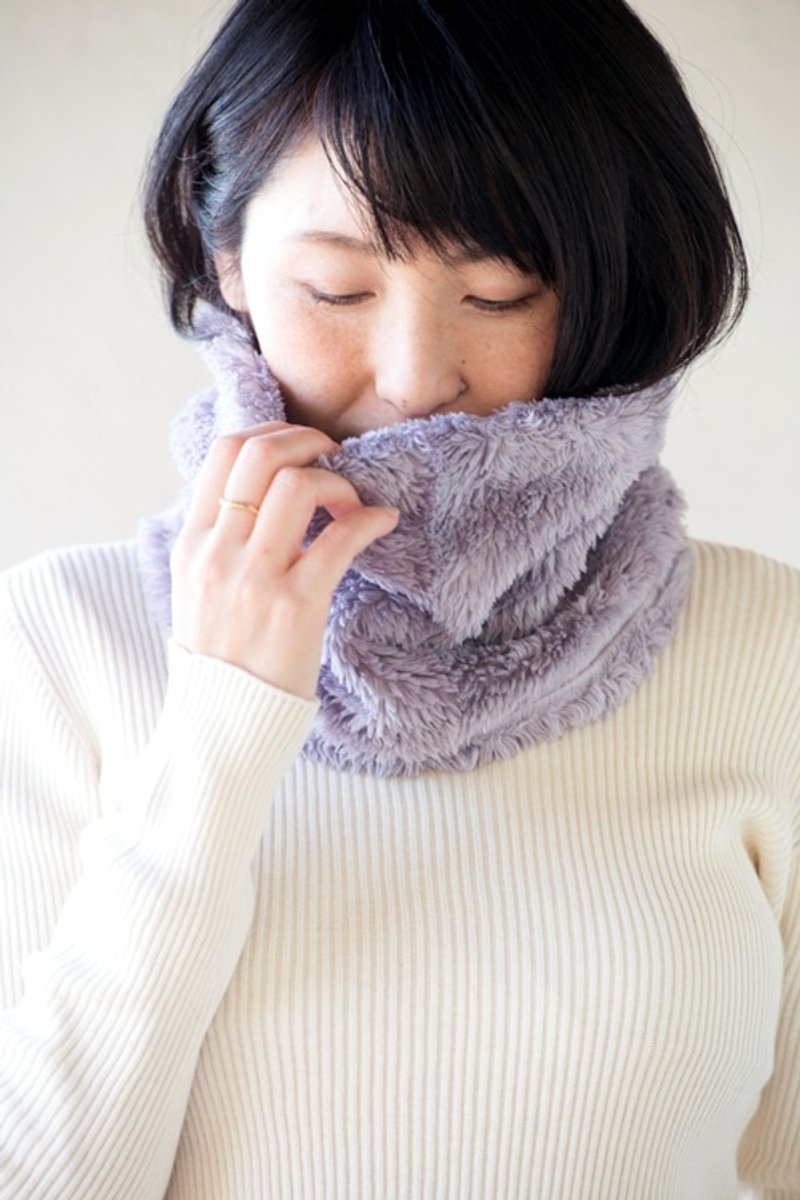 Lavender dyed Organic cotton fur fluffy neck warmer [Big size] - Scarves - Cotton & Hemp 