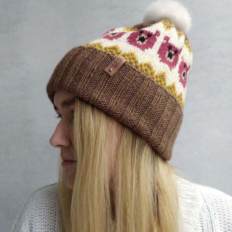 Beautiful warm woolen jacquard hat | レディース帽子 - 帽子 - 羊毛 多色