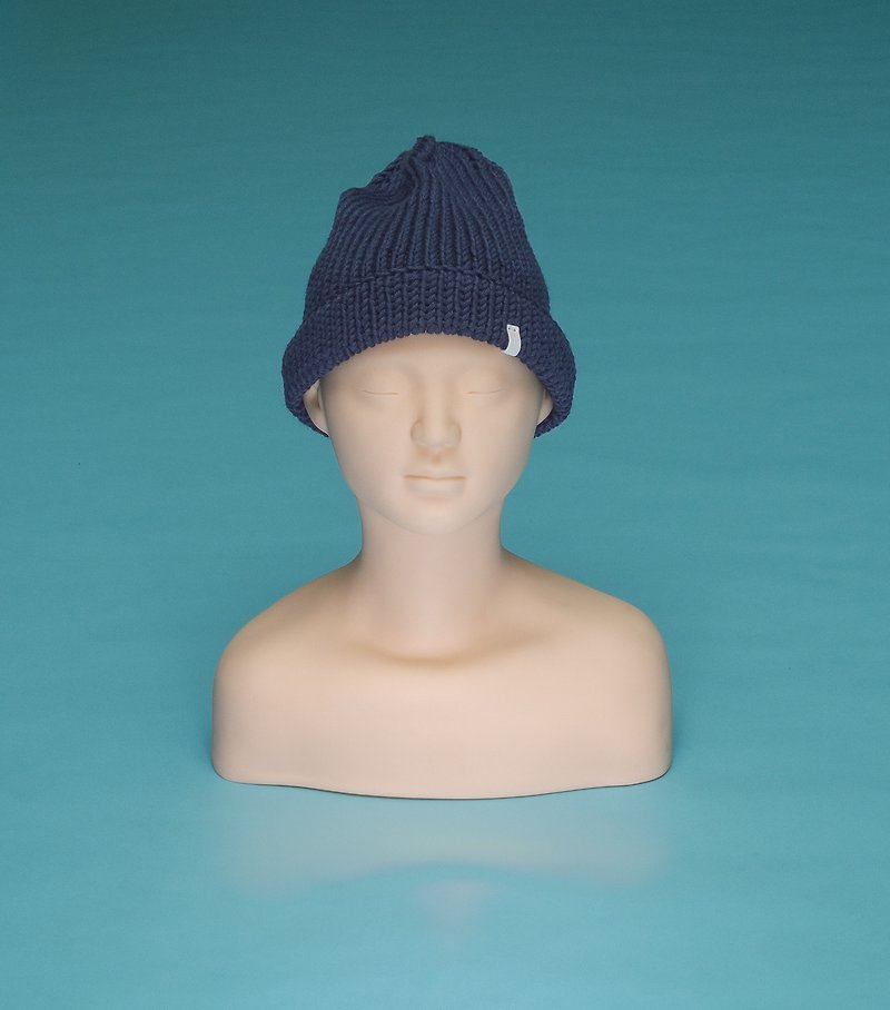 素色 - 藏藍 OTB014 手工編織毛帽 - 帽子 - 棉．麻 藍色