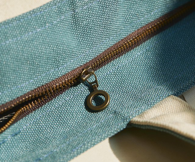 A4 color matching washed canvas zipper bag (linen Brown) - Shop