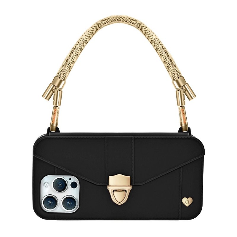 Hong Kong Design Mobile Phone Bag-Aura【Golden Strap + Black Pursecase】 - Phone Cases - Eco-Friendly Materials Black