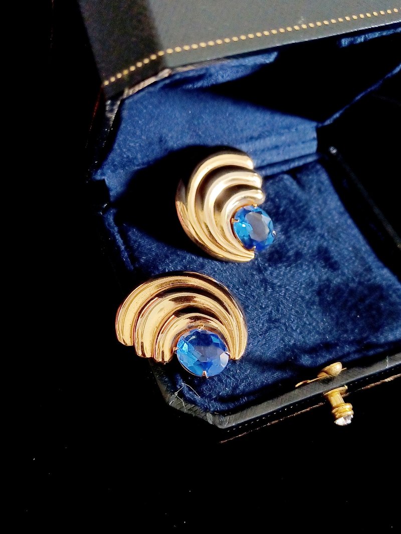 vintage jewelry  典雅藍鵲意象萊茵夾式耳環 - 耳環/耳夾/耳骨夾 - 其他金屬 