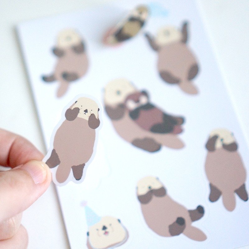 [Horned forest] sea otters and small sea otters stickers - สติกเกอร์ - กระดาษ 