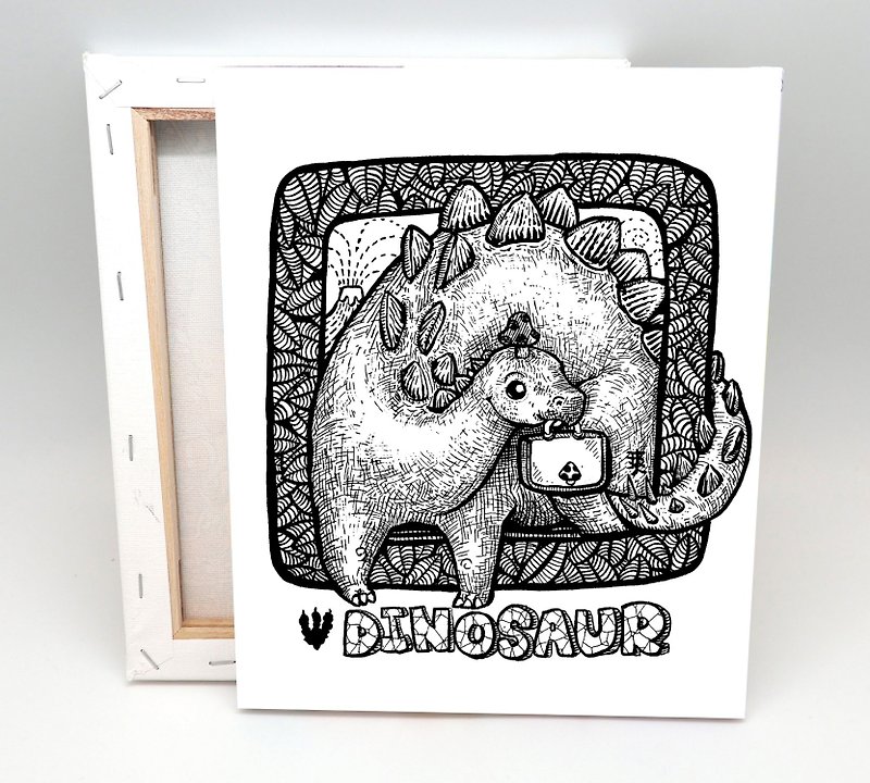Jump out of the frame! Dinosaurs! - Stegosaurus Colorable illustration frameless - อัลบั้มรูป - วัสดุอื่นๆ ขาว