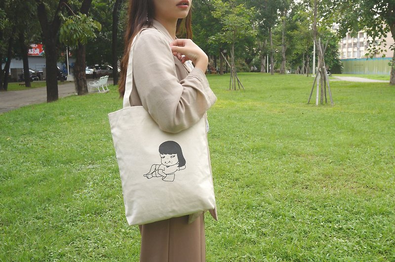 Aida & 绮绮 Limited Quantity | Do not eat dinner canvas bag - Messenger Bags & Sling Bags - Cotton & Hemp Khaki