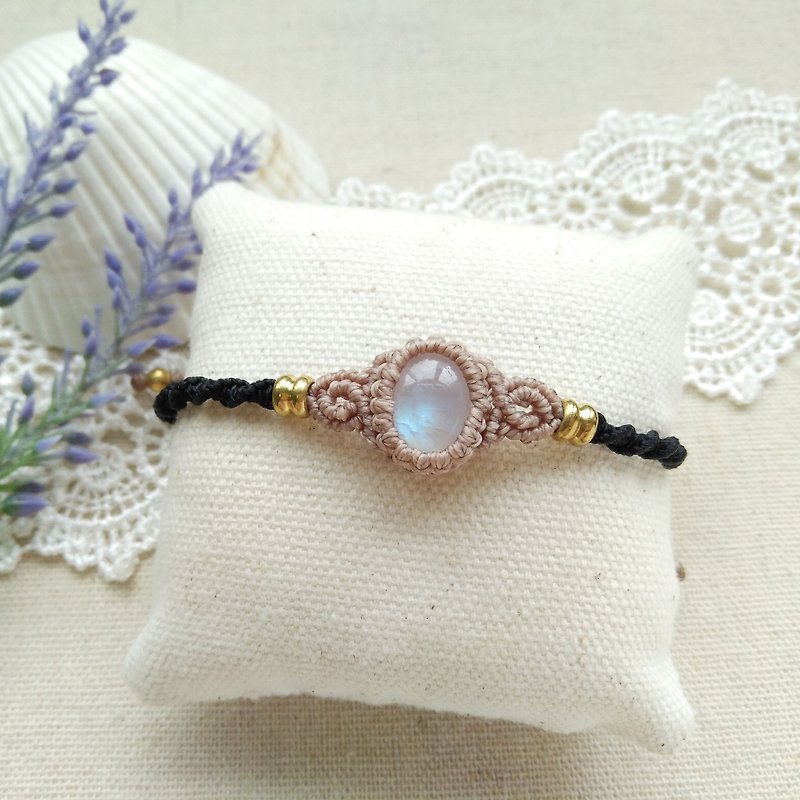 BUHO hand made. minimalism. Colorful Moonstone X South America wax wax bracelet - Bracelets - Gemstone Black