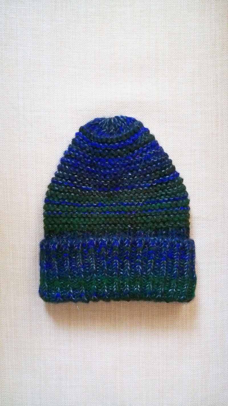 Lan 毛線毛帽子(毛海紗藍綠) - 帽子 - 聚酯纖維 藍色
