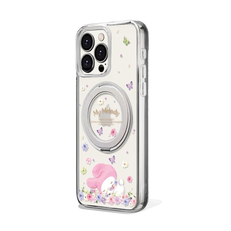 三麗鷗 iPhone16/15/14/13軍規360旋轉磁吸立架手機殼-午覺美樂蒂 - 手機殼/手機套 - 其他材質 多色