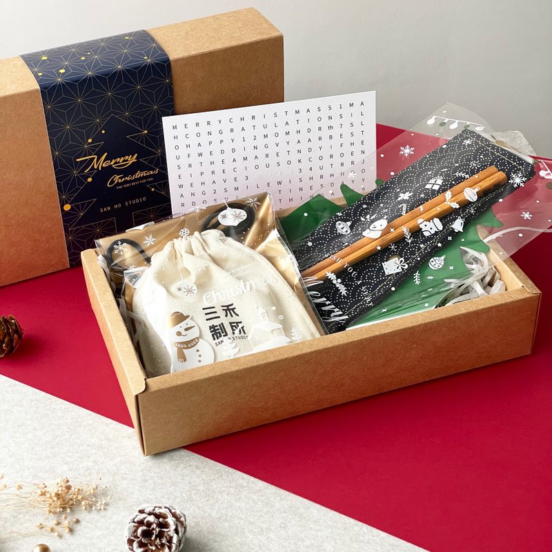 【快速客製】聖誕限定-環保餐具禮盒組│附可手寫設計卡 - 筷子/筷架 - 木頭 咖啡色
