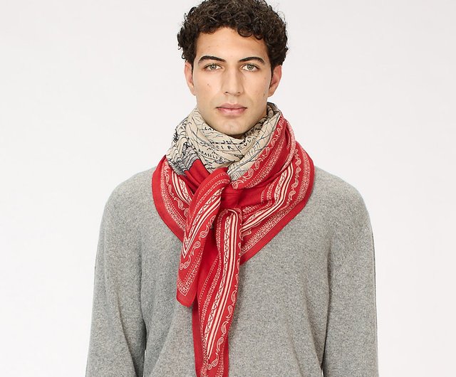 INOUI EDITIONS】MAPPEMONDE ウールスクエアスカーフ/RED - ショップ