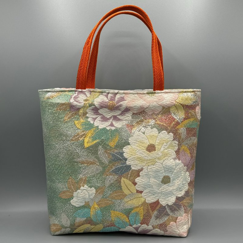 Kimono Obijime Remake Tote bag - Handbags & Totes - Silk Green