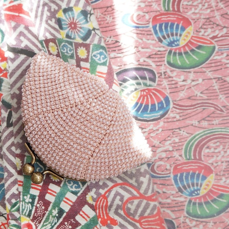 Ba-ba handmade Seed beads crochet pouch No.1892 - กระเป๋าใส่เหรียญ - วัสดุอื่นๆ สึชมพู