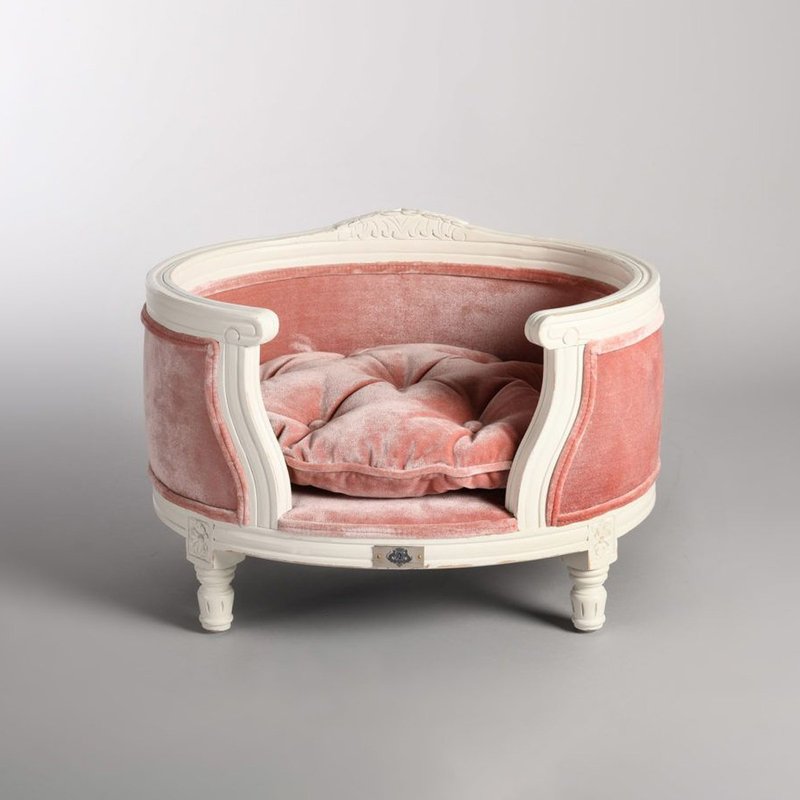 George Pink Velvet Pet Bed - ที่นอนสัตว์ - ไม้ 