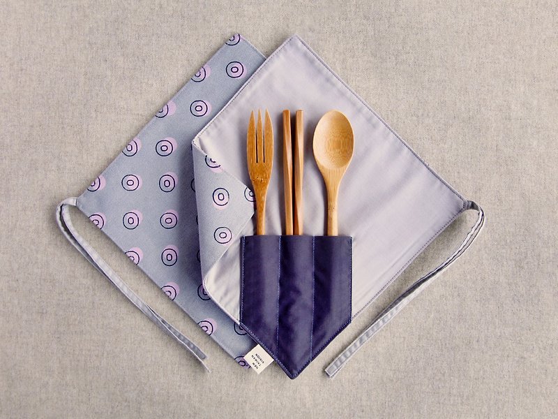 【一角筷套組】- 葡萄紫 - 刀/叉/湯匙/餐具組 - 棉．麻 灰色