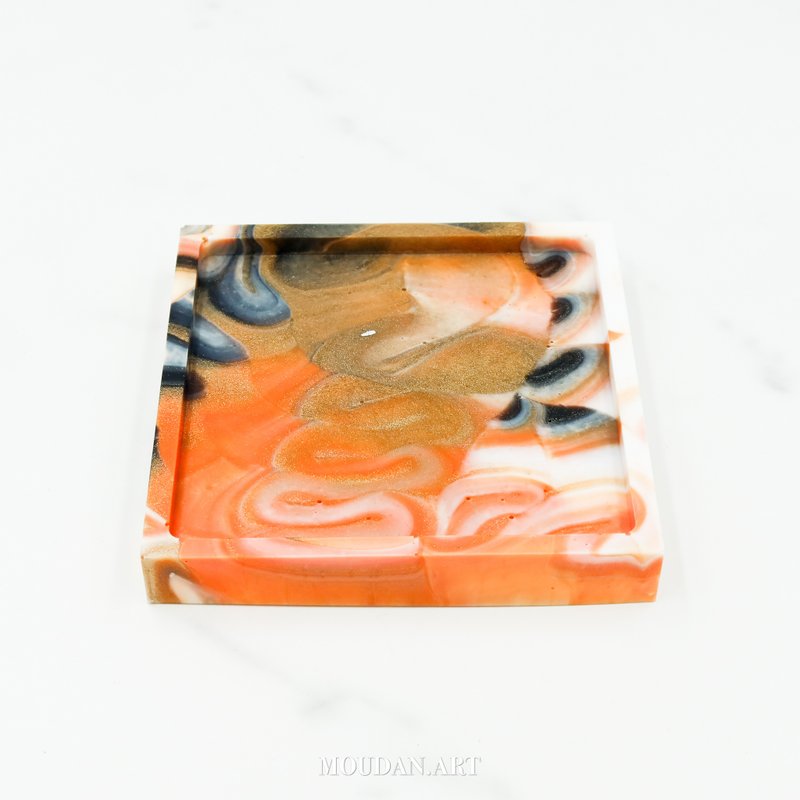 Hand-made crystal coaster-canyao orange gold - ที่รองแก้ว - วัสดุอื่นๆ 