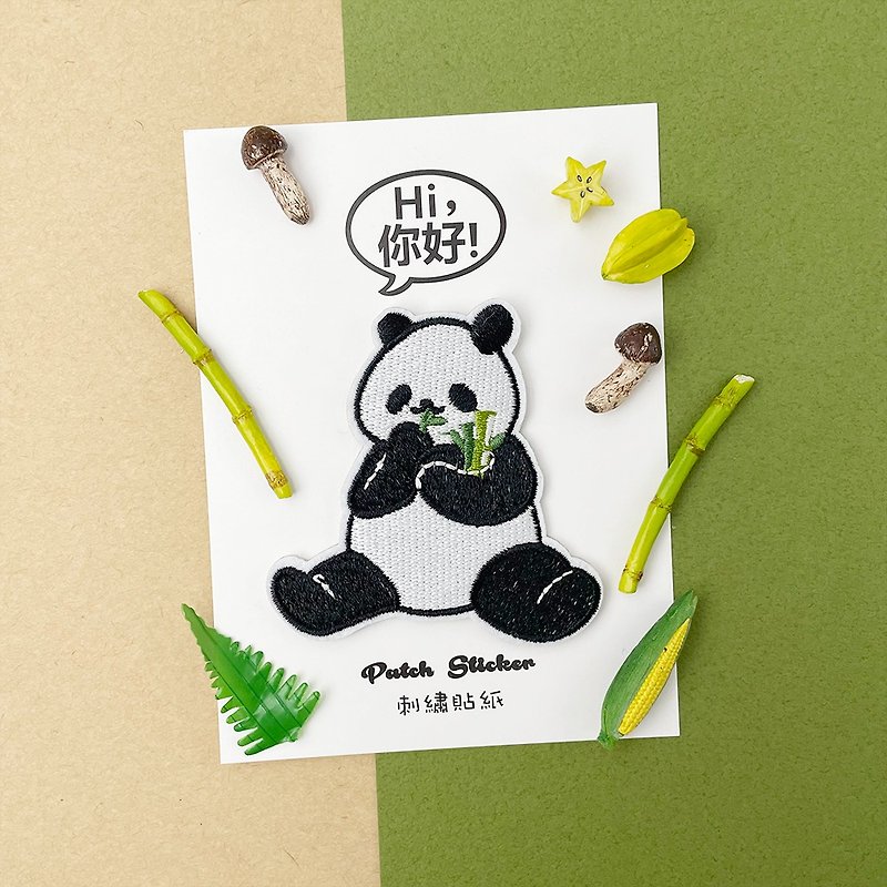 Embroidery Sticker - Panda - สติกเกอร์ - งานปัก ขาว