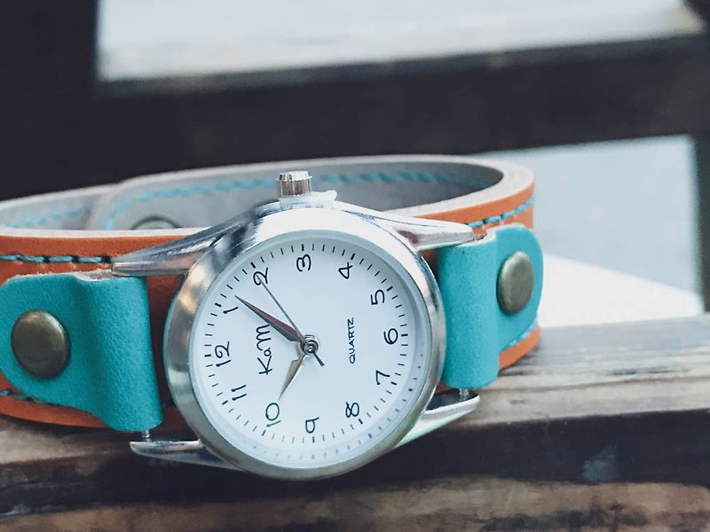 STITCH　毎日つけていたくなる時計　ステッチラン腕時計　ユニセックスOK　SRW-CHT-TA - 女錶 - 真皮 橘色