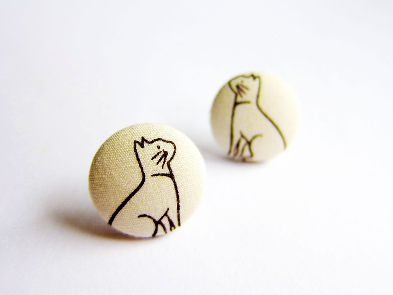 Cloth earrings for cats can be made as clip-on earrings - Earrings & Clip-ons - Cotton & Hemp Khaki