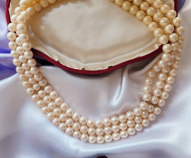 Buy Vintage CHANEL CC Logo Triple Strand Pearl Necklace Online in India 