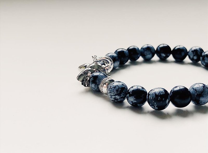 925 silver 14-karat gold Elephant Turquoise beads bracelets - สร้อยข้อมือ - เครื่องเพชรพลอย สีดำ