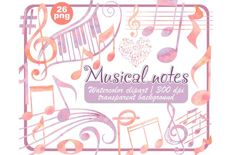 Watercolor musical note clipart-Music notes and notation PNG - 插畫/繪畫/寫字 - 其他材質 