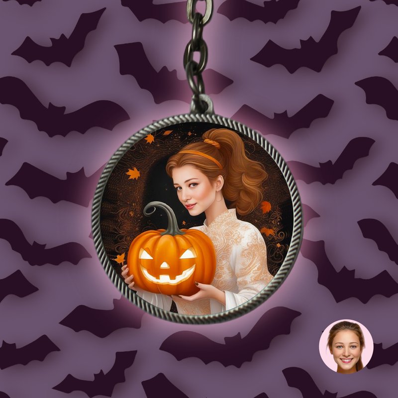 OneMe AI-generated Caricature Metal Key Holder(Free Artwork)~Halloween - Charms - Other Metals 