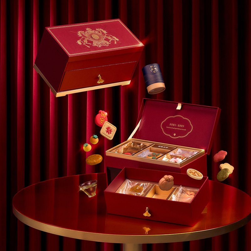 【過年禮盒】冠璽御禮-茶包款 國宴國際摘星台灣茶+獨家茶食 - 茶葉/茶包/水果茶 - 新鮮食材 紅色