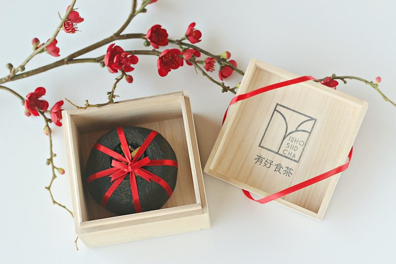 [There is good food tea] The only pressed tea in Taiwan: Lime tea sycamore wooden box gift box - Tea - Fresh Ingredients Brown